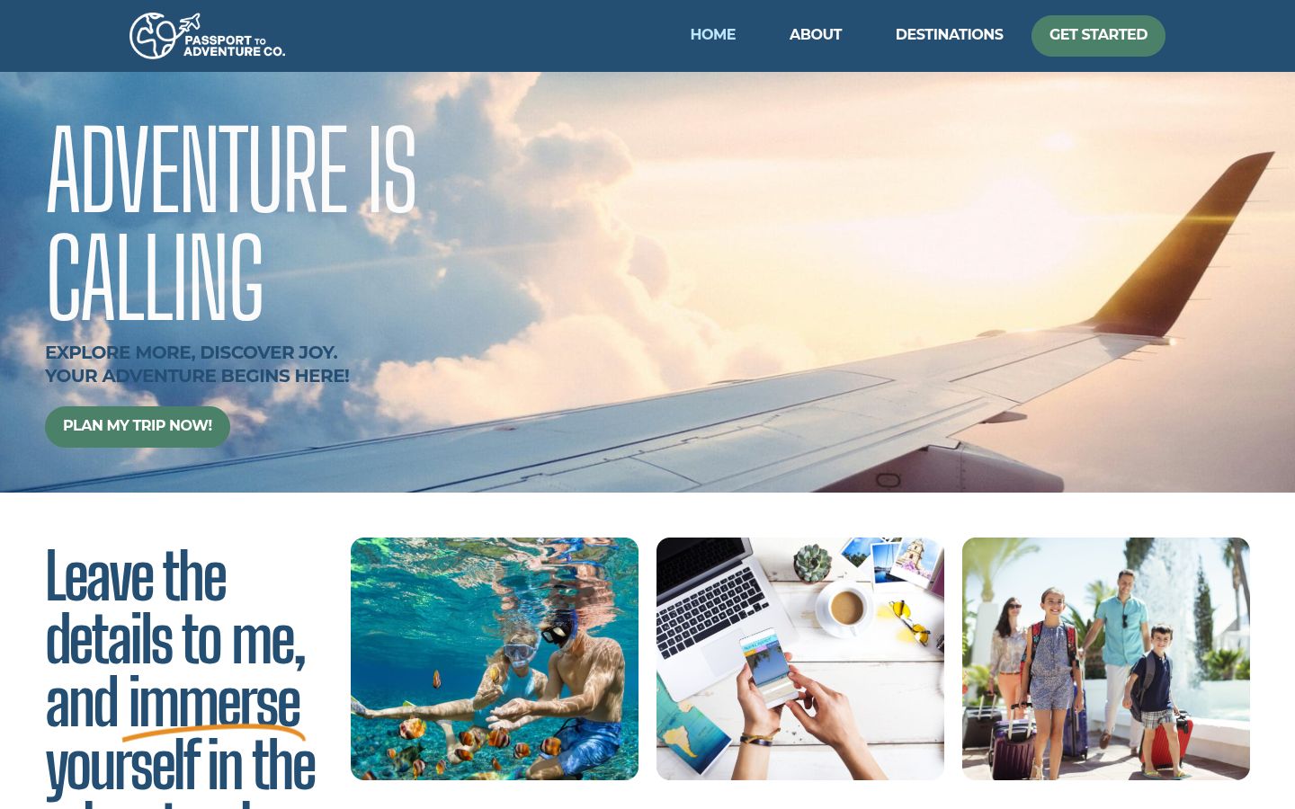 Passport to Adventure Co. on a laptop
